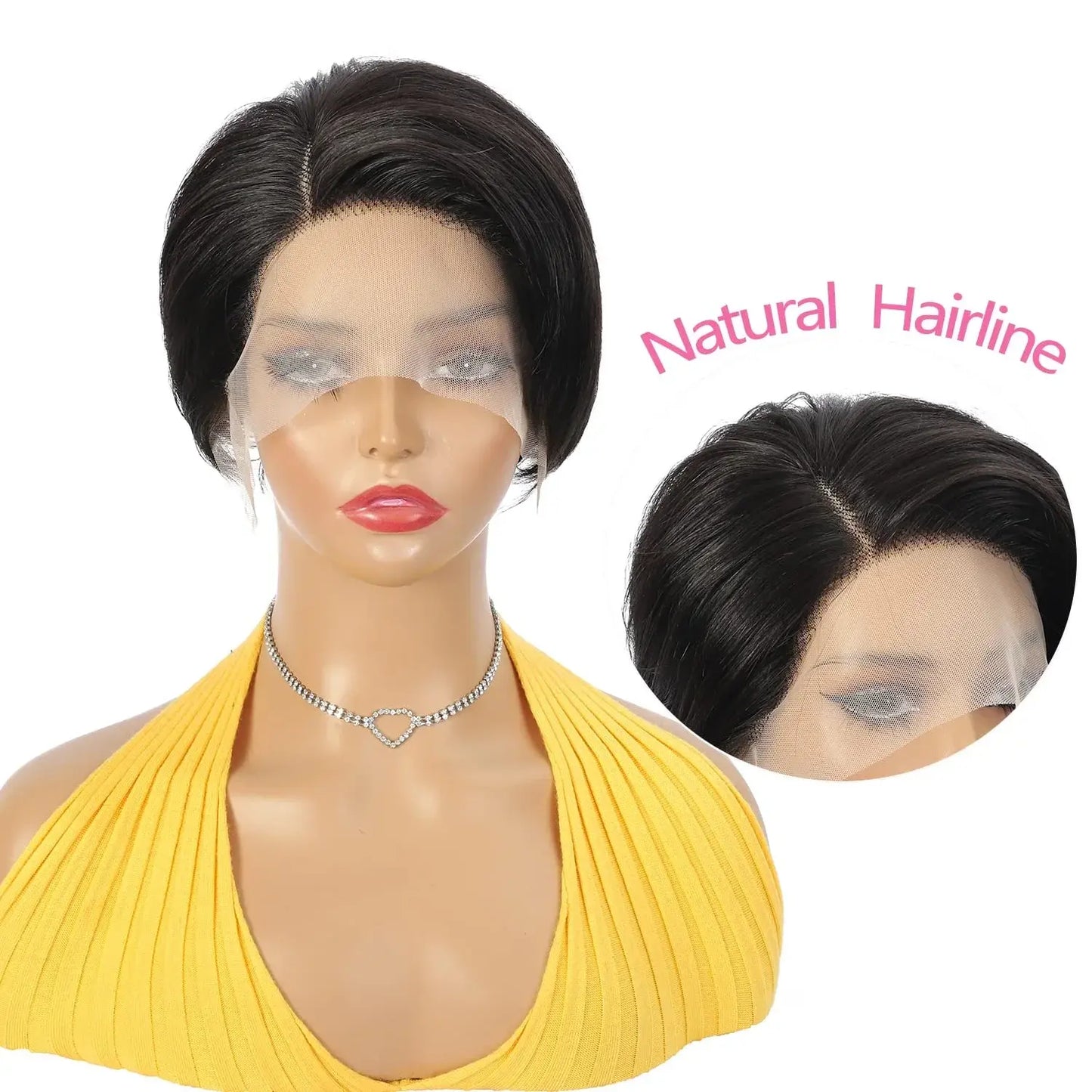 Short Pixie Cut Wigs Straight Human Hair Bob Wigs Brazilian Glueless 13*1 HD Transparent Lace Front Wigs For Women Natural Color