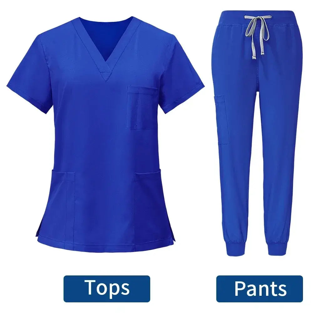 Hot Sale Anti Wrinkle Washable Soft Fabric Nurse Scrubs Hospital Uniform Medical Scrubs Women Jogger Scrubs Sets Pair