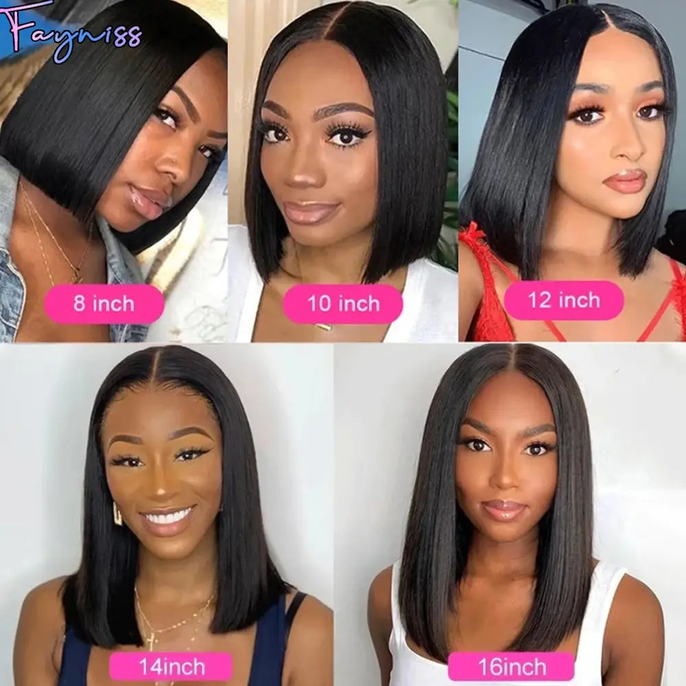 Straight Bob Human Hair Wig Lace Front Wigs With Baby Hair Transparent Lace Frontal Wig Brazilian Glueless Bob Wig Natural Color