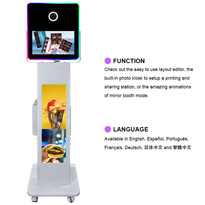 Magic Mirror Photo Booth for DSLR Camera with 15.6inch Touch Screen 29in LCD Screen Selfie Photobooth Machine for Parties Events