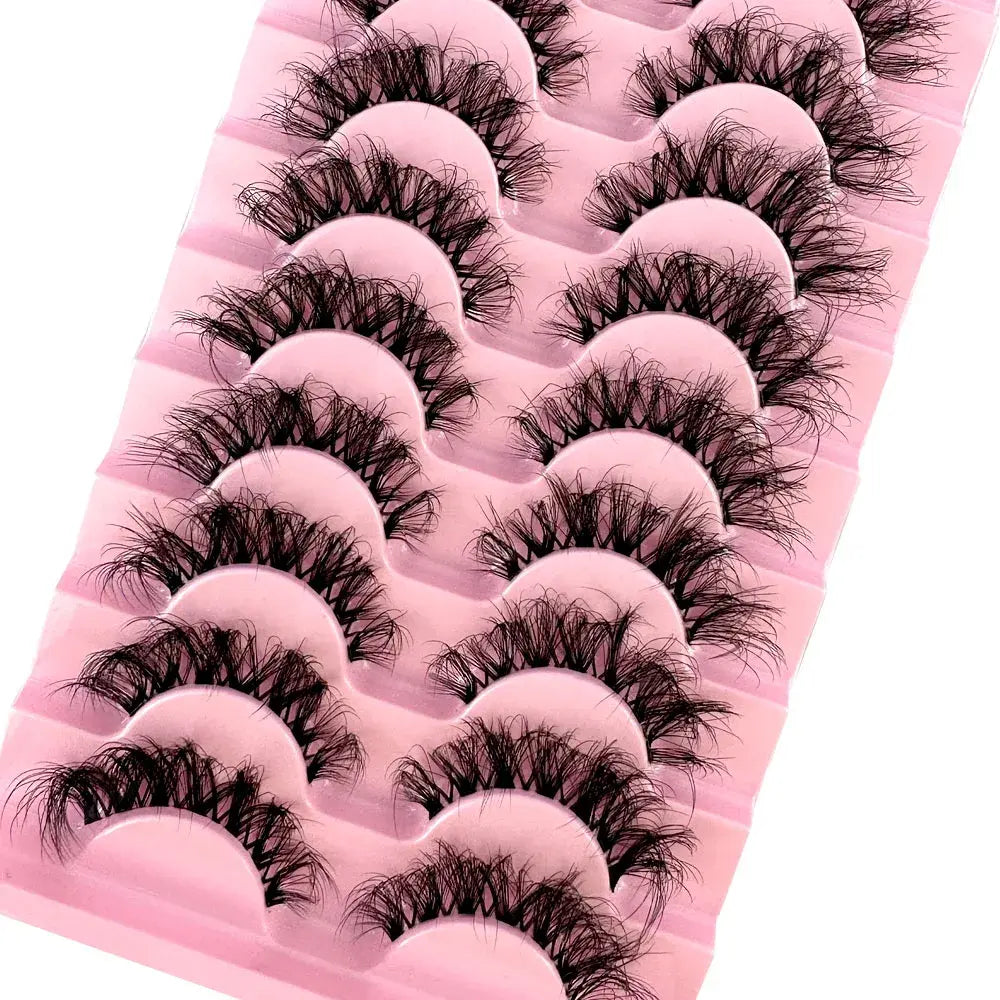 10pairs Mink Eyelashes Invisible Band Lash Extension Natural False Eyelashes Cross Cluster Fairy 3D Faux Big Eye Long Fake Lashe